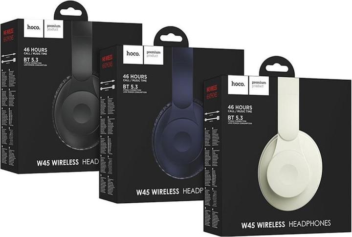 Actual product image Hoco Wireless headphones wireless headphones milky whitetooth W45 milky white (46 h, Wireless)