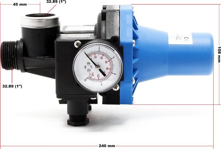 Actual product image Wiltec Pressure switch for domestic pumps fountain pumps SKD 3 230V single phase (Domestic water pump)