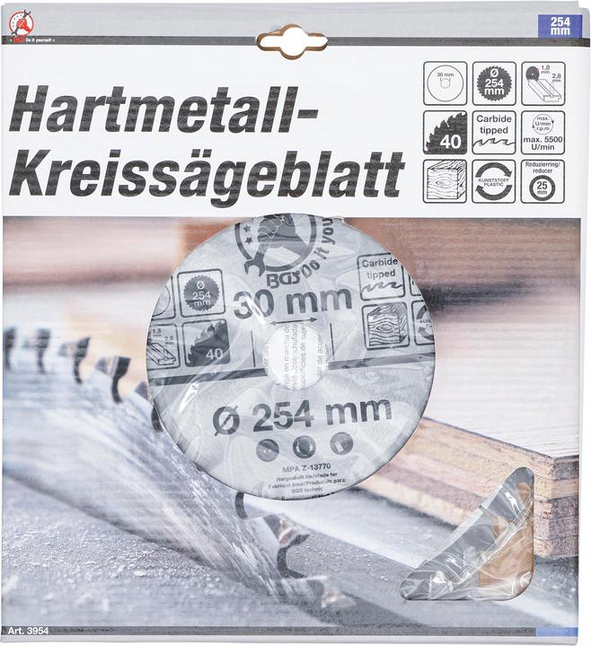 Image du produit BGS Lame de scie circulaire en métal dur Ø 254 x 30 x 3,2 mm 40 dents