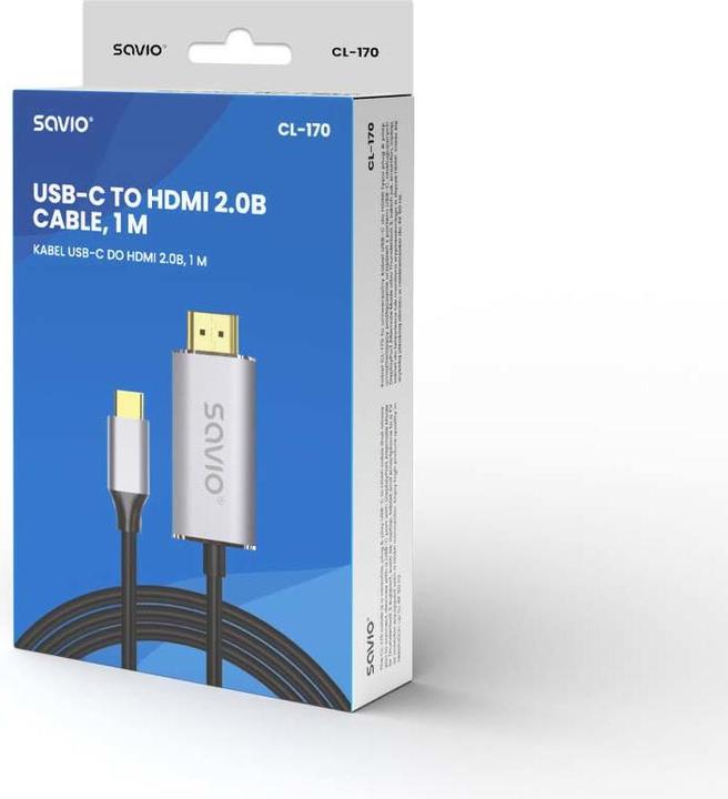 Produktbild Savio USB C — HDMI (Typ A) (1 m, HDMI)