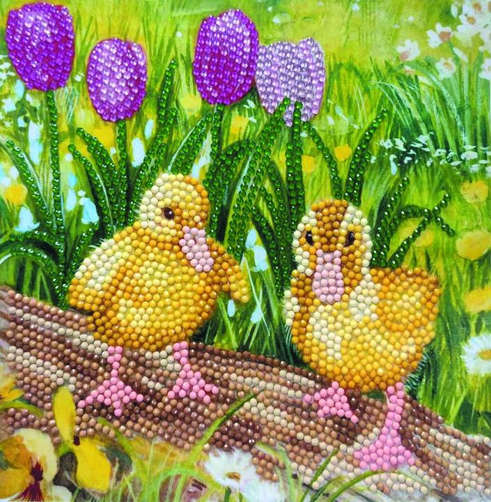 Actual product image Craft Buddy Spring chick, card 18x18cm Crystal Art