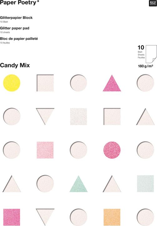 Image du produit Rico Design Papier pailleté Papier poésie Bonbons (180 g/m², 10 x)