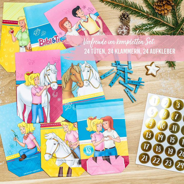 Produktbild Papierdrachen Adv Tüten weiss - bunt bedruckt - Bibi und Tina - Set 23