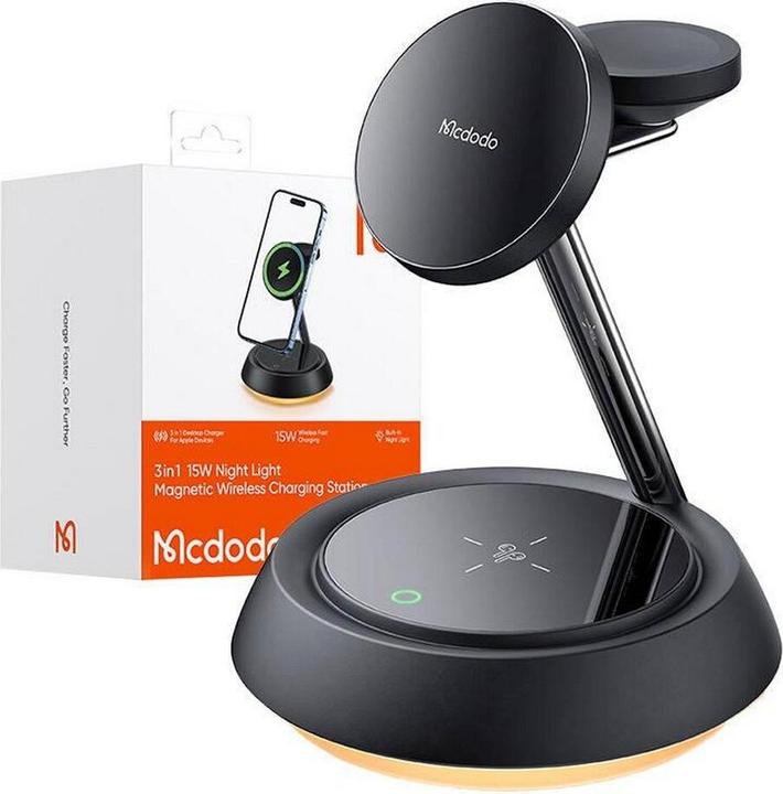 Actual product image Mcdodo CH-4952 3-in-1 15W wireless charger (phone/TWS/Apple watch) black (15 W)