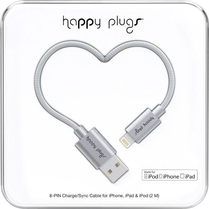 Produktbild Happy Plugs Lightning to USB Charge/Sync MFI Cable Deluxe EDT (2.0m) - Space Grey (2 m, USB 2.0)
