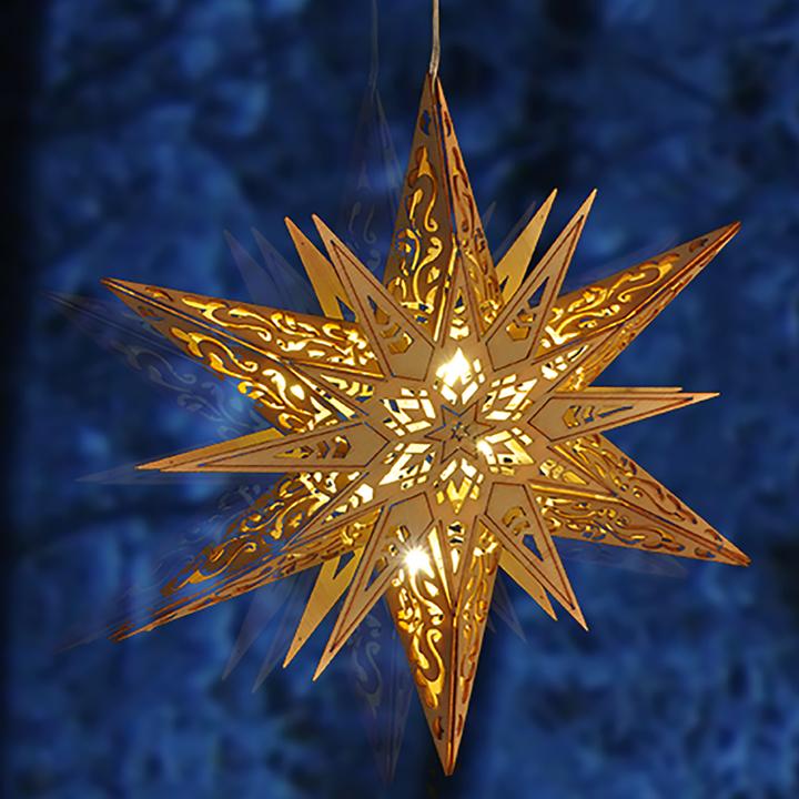 Actual product image Mojawo Wooden poinsettia with 6 warm white LEDs