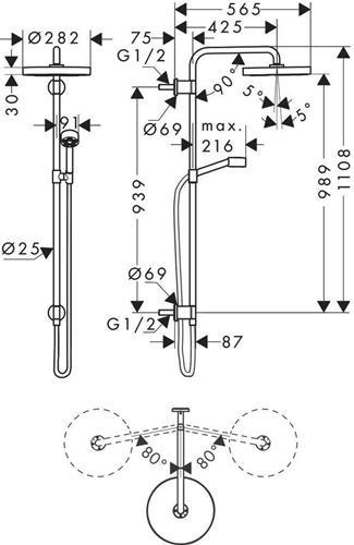 Produktbild Axor Showerpipe 280 1jet, Unterputzmontage, 48790
