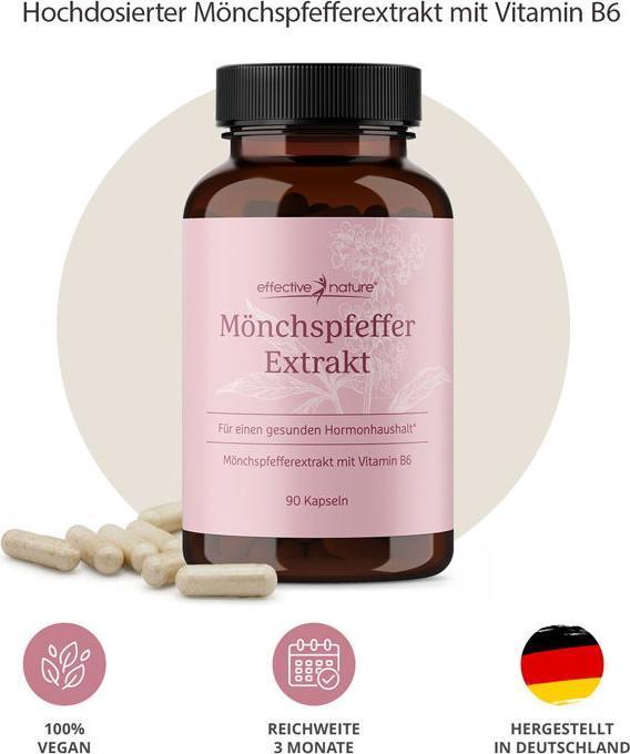 Produktbild Effective Nature Mönchspfefferextrakt hochdosiert (90 Stück, Kapseln, 90 g)