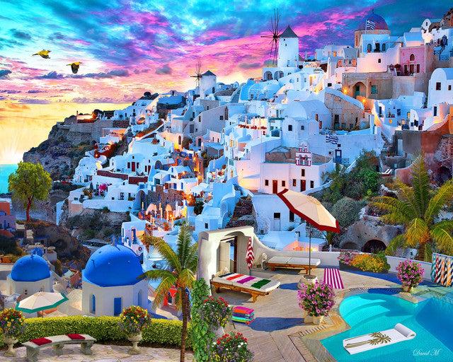 Produktbild Figured'Art Malen nach Zahlen Santorini auf Keilrahmen gespannt