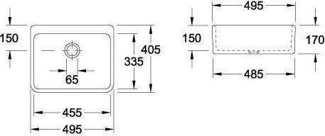 Actual product image Villeroy & Boch V&B Sink O.NOVO 495x170x400mm white (Fitted sink, 40 cm, 49.50 cm)