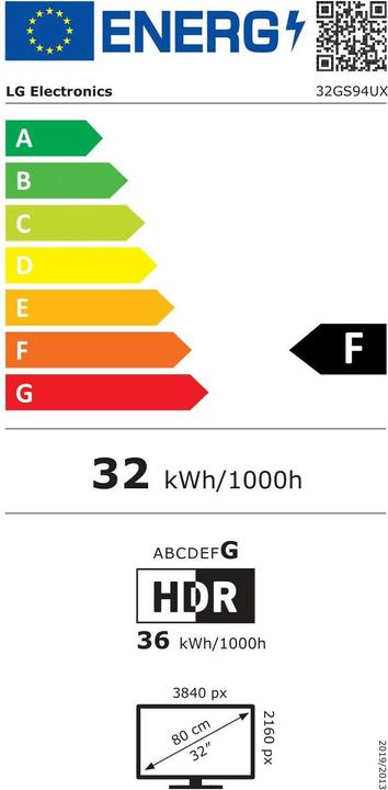 Etichetta energetica LG Dis 32 32GS94UX-B (3840 x 2160 pixel, 31.46")