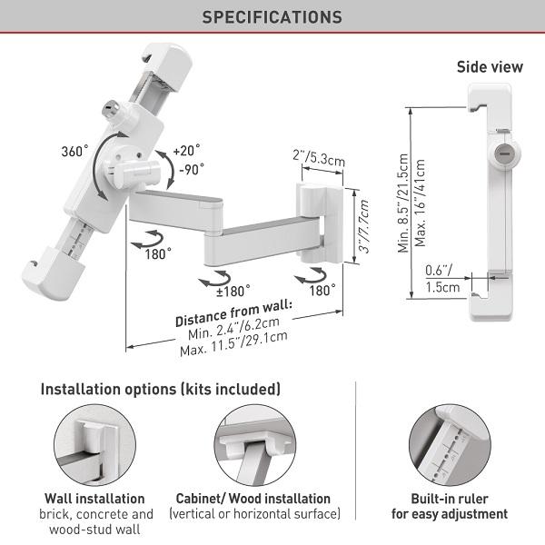 Produktbild Barkan Tablet Wandhalter 7-14", abschliessbar, weiss