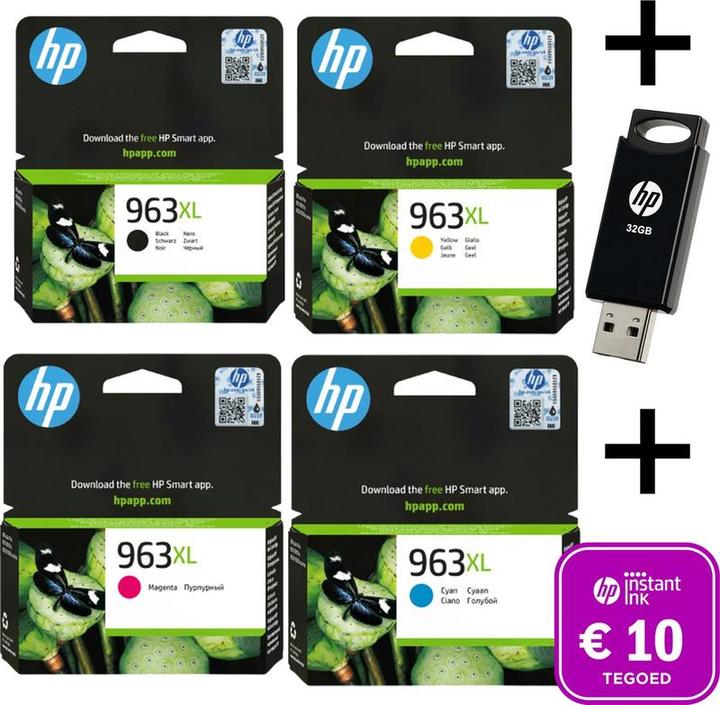 Actual product image HP 963 XL Multi Bundle - Met Free 32 GB USB Stick & Instant Ink tegoed (CMYK)