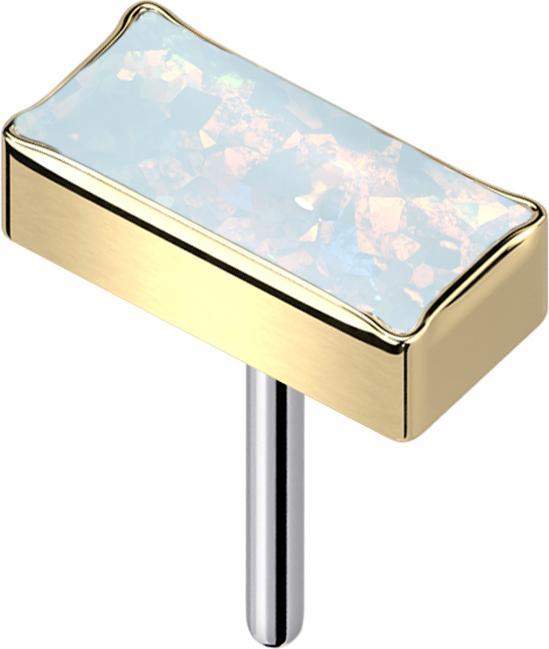 Star Piercing Threadless rechteck vergoldet Opal weiss (ohne Messing, Titan G23)