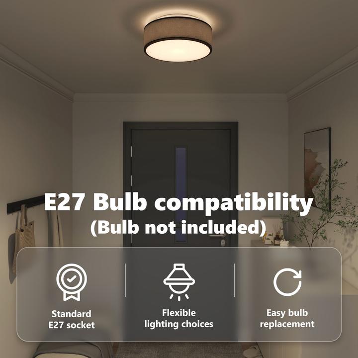 Immagine prodotto VidaXL Deckenlichter Flush Mount Schwarz Ø 38 cm Stoff E27