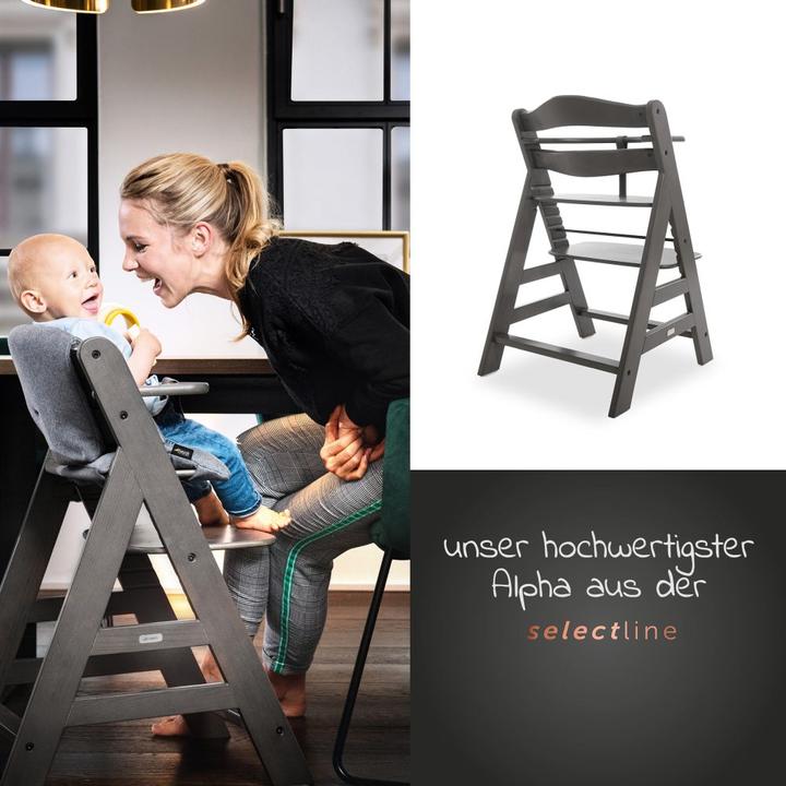 Produktbild Hauck Hochstühle Hochstuhl Alpha Plus Charcoal im Sparset inkl. (Hochstuhl)