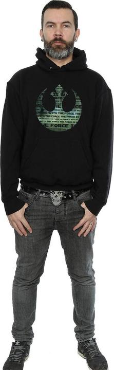 Actual product image Star Wars Mens Rogue One I'm One With The Force Alliance Emblem Green Hoodie (M)