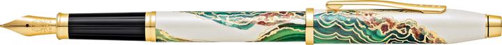 Actual product image Cross Wanderlust Borneo M fountain pen gift box (Gold, White lacquer, Motif Borneo, Green, 1 x)
