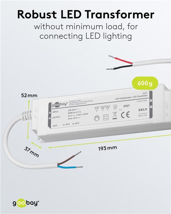 Actual product image Goobay LED-Trafo 24 V DC, 100 W, IP67