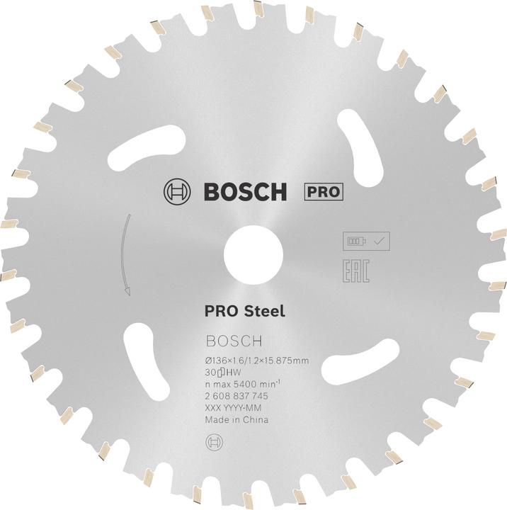 Produktbild Bosch Professional Zubehör PRO Steel cordless Kreissägeblatt, 136 x 1,6 x 15,875 mm