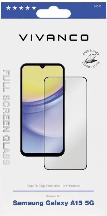 Produktbild Vivanco 2.5D FullScreen Displayschutzglas fuer Samsung Galaxy A15 5G (1 Stück, Samsung Galaxy A15 5G)