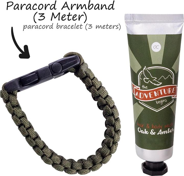 Actual product image Accentra ADVENTURE COLLECTION bath set in gift box, incl. 60ml hair & body wash, paracord survival bracelet (Manicure set)