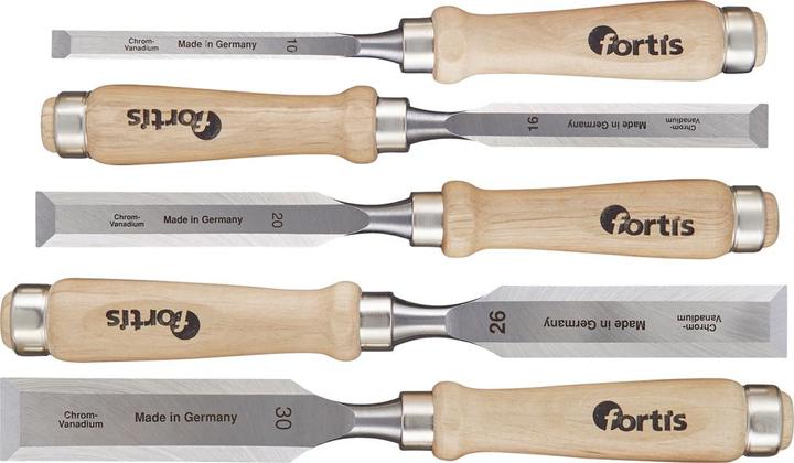 Productafbeelding Fortis Beitelset met houten steel 5 stuks in doos