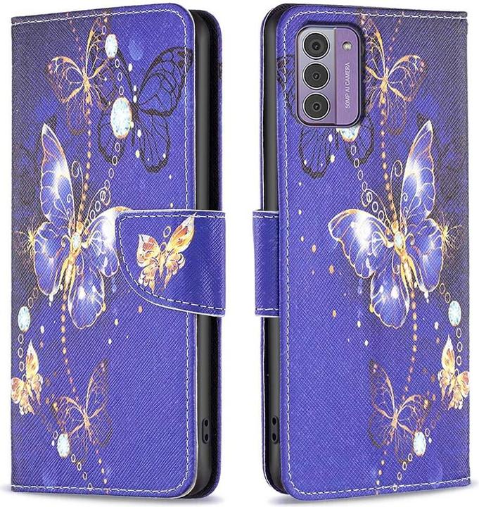 Produktbild Cover-Discount Nokia G42 - Leder Etui Hülle Schmetterling blau (Nokia G42)