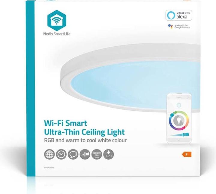 Image du produit Nedis SmartLife Plafonnier | Rond | 29 x 29 cm | Blanc chaud à blanc froid | Pleine couleur (RGB) | 1800 (1800 lm)