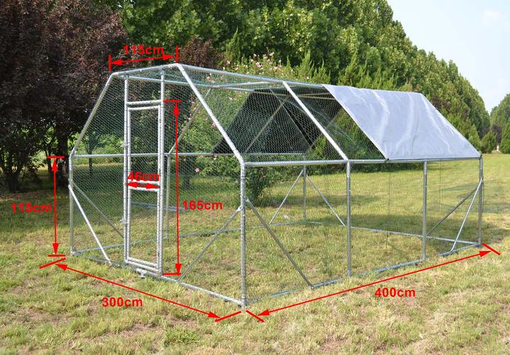 Produktbild Wiltec XXL Freilaufgehege 4x3x2m Aussengehege Voliere Hühnerstall Kleintiergehege