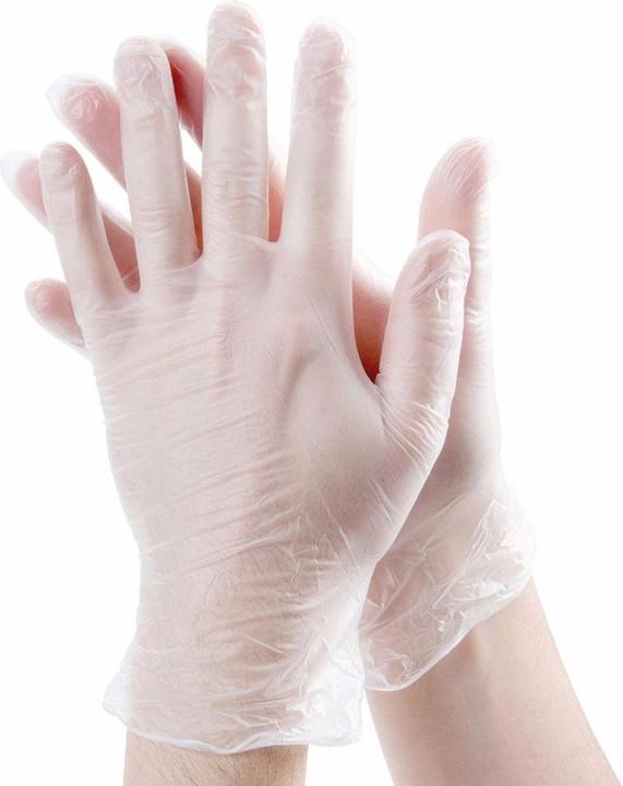 Produktbild Spitamed Vinyl Handschuhe gepudert, transparent/weiss, Grösse M, 5 Paar pro Beutel (M)