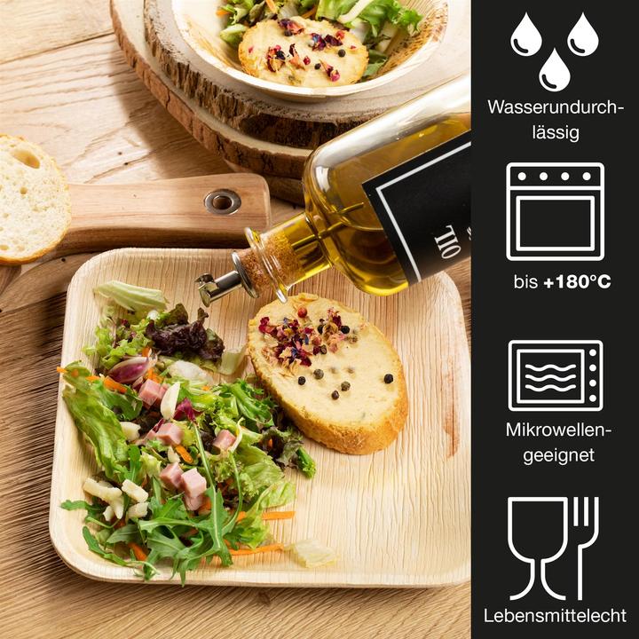 Actual product image Moritz & Moritz Palmblattgeschirr Eckig 20cm mit Besteck (75 x)