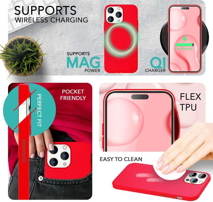Actual product image Nalia Liquid silicone case with MagSafe function & 2x display protection glass (Apple iPhone 14 Pro)