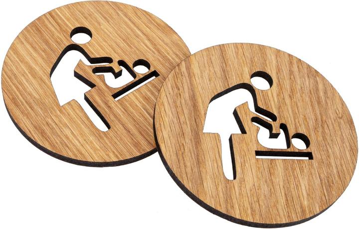 Produktbild La Mia! Türschild aus Eiche geölt Toilettenschild selbstklebend - Wickelraum FSC®