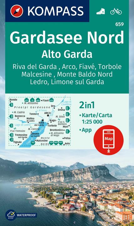 Produktbild Wanderkarte 659 Gardasee Nord / Alto Garda, Riva del Garda, Arco, Fiavé, Torbole