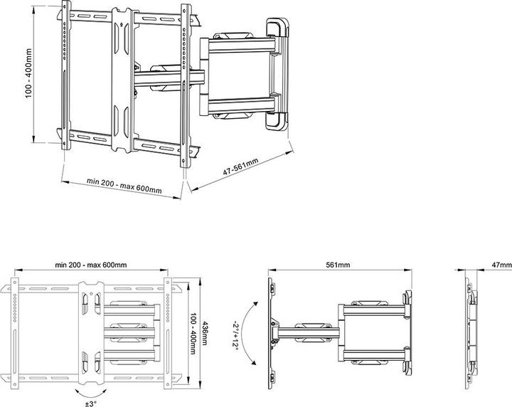 Image du produit Multibrackets Support mural jusqu'à 70", noir, VESA 200x200 - (Mur, 70", 40 kg)