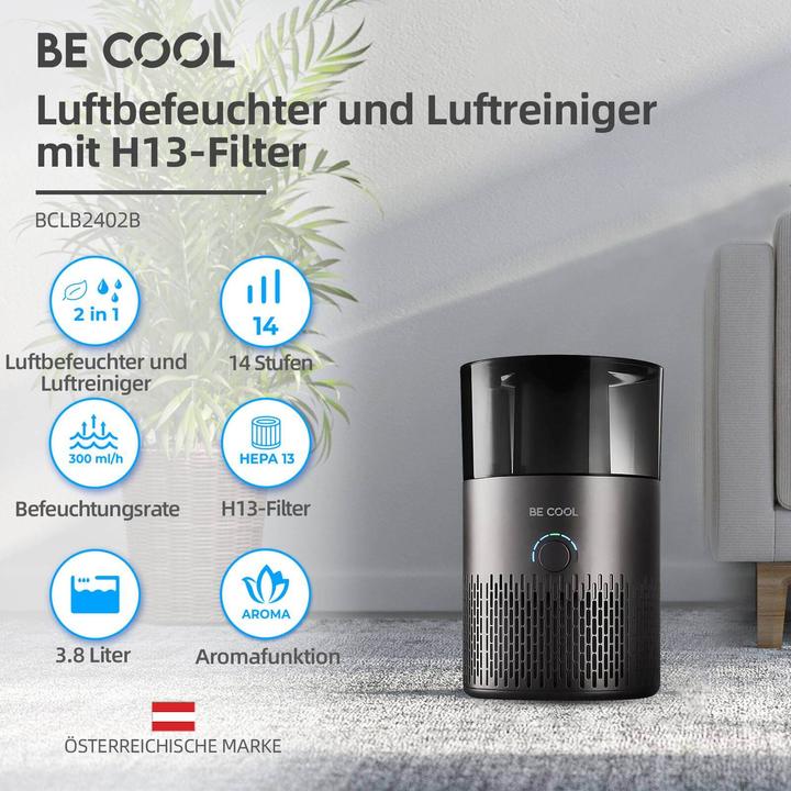 Image du produit Be Cool BE COOL Humidificateur et purificateur d'air avec filtre Hepa 13 (50 m²)