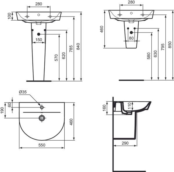 Actual product image Ideal Standard Connect Air Arc Washbasin 550mm E0698