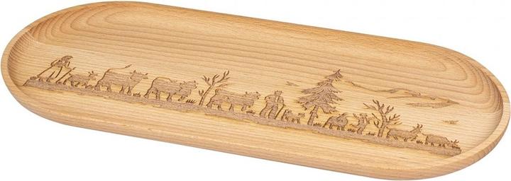Image du produit Kadastar Holzteller ovalAlpaufzug Familie, gross, Buche, 35 x 15 cm