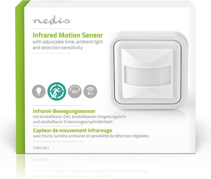 Actual product image Nedis Motion detector indoor 2-Wire / 3-Wire 160 ° 5-200 W 200 W 500 W 3-2000 Lux Sensor technology: PIR (9 m)
