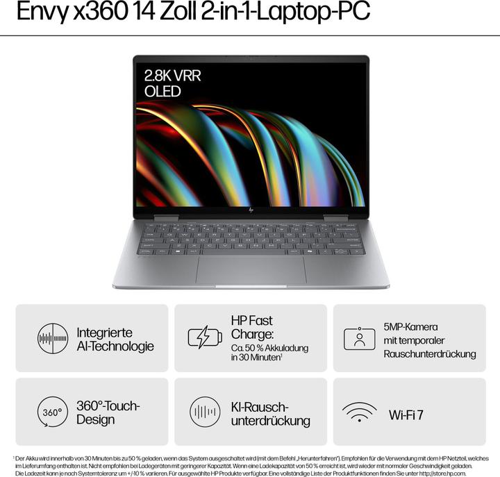 Produktbild HP Envy x360 (14", Intel Core Ultra 7 155U, 32 GB, 1000 GB, DE)