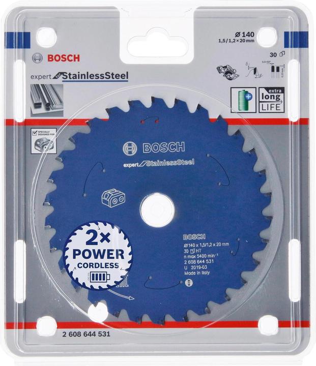 Actual product image Bosch Professional Zubehör Cordless circular saw blade Expert for Stainless Steel, 140 x 1.5/1.2 x 20, 30 teeth