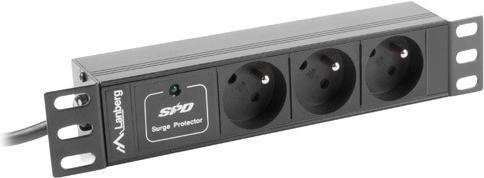 Lanberg PDU-03E-0200-BK stroomverdelingseenheid (PDU) 3 AC-uitgang(en) 1U Zwart