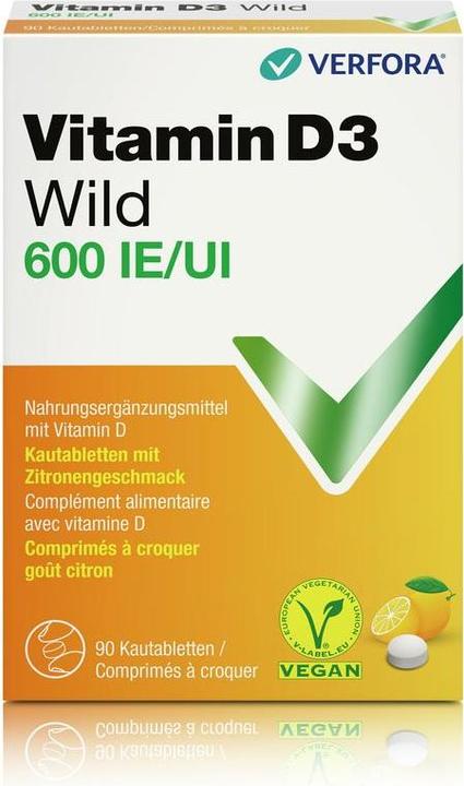 Immagine prodotto Wild Pharma Vitamina D3 Wild Tabl 600 UI vegan 60 Capsule (90 Pezzo/i, Pillole, 25 g)