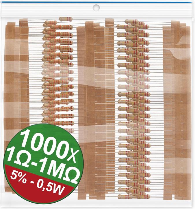Immagine prodotto Quadrios 22P106 Assortimento di resistenze al carbonio cablate assialmente 0,5 W 5 % 1 set