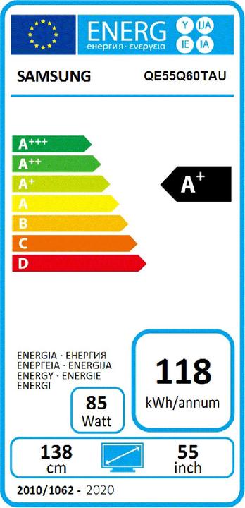 Energy Label Samsung QE55Q60T (55", QLED, 4K, 2020)