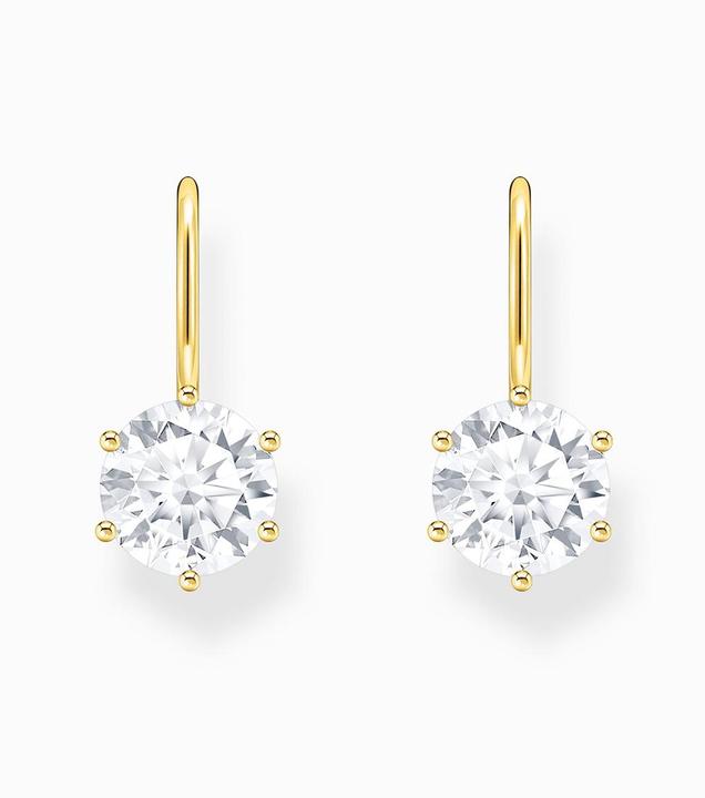 Actual product image Thomas Sabo Gold-plated earrings with large white zirconia (750 yellow gold gilding, 925 sterling silver)