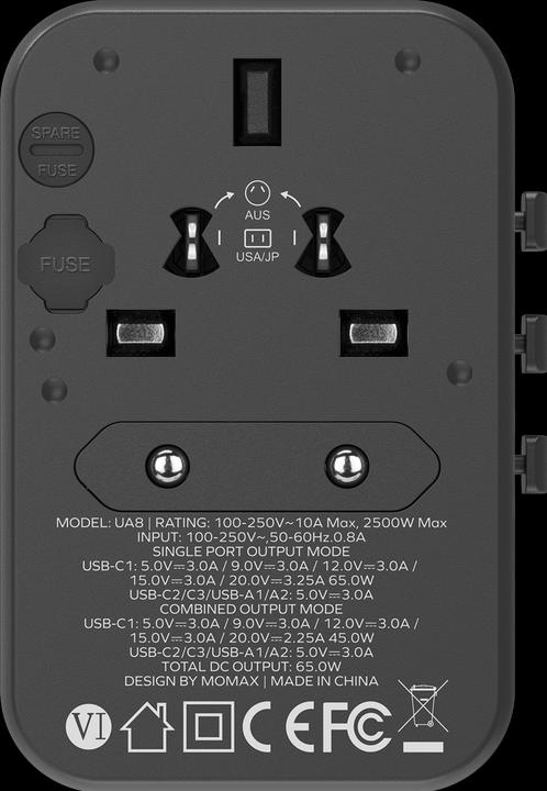 Actual product image Momax Smart travel adapter