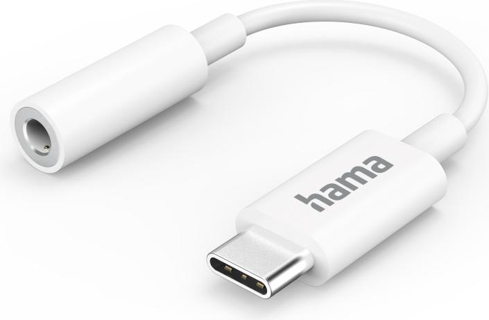 Produktbild Hama USB-C-Adapter auf 3,5-mm-Audiobuchse, Weiss (USB Typ C, 3.5mm Klinke)