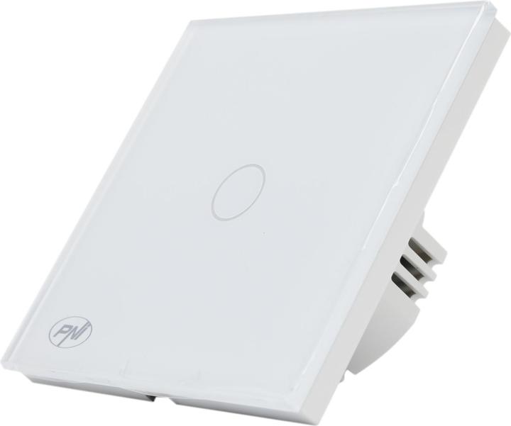 Actual product image PNI Single conductor switch and cross switch with touch CS101W made of glass, white with LED